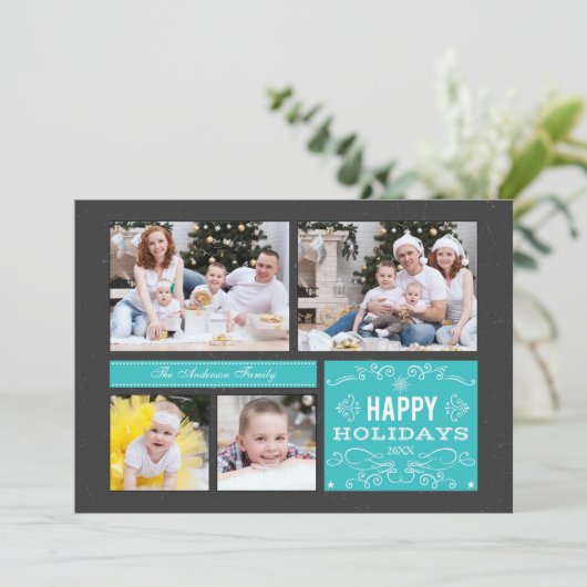 Retro Multi Prettige feestdagen Card Feestdagenkaart (Staand voorkant)