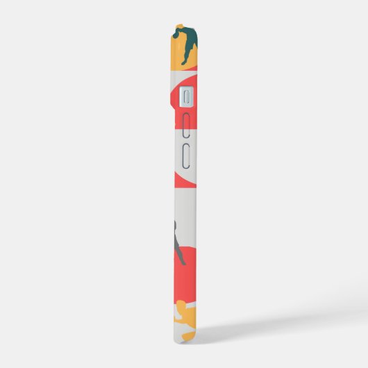 Retro Multi-Sport Silhouette Geometric Pattern iPhone 15 Case (Linkerkant)