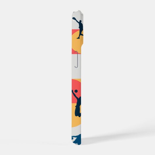 Retro Multi-Sport Silhouette Geometric Pattern iPhone 15 Case (Rechterkant)