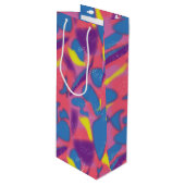 Retro Multicolor 90s Wijn Cadeautas (Voorkant Gekanteld)
