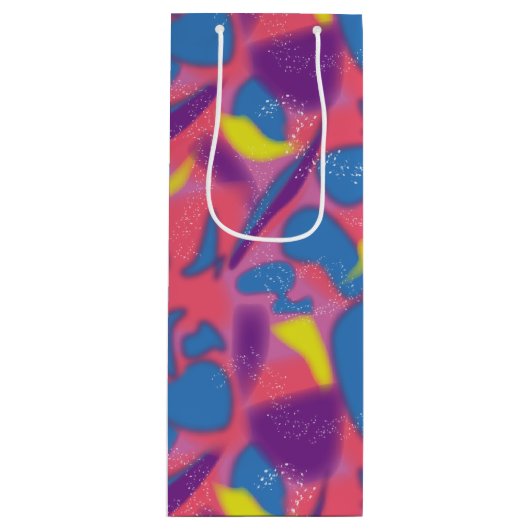 Retro Multicolor 90s Wijn Cadeautas (Voorkant)