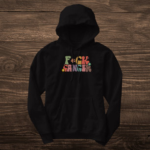 Retro Multicolor Bloemen F*ck Kanker Vet Quote Hoodie