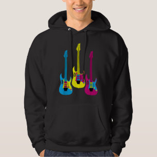 Retro Multicolor CMYK Elektrische Gitaar Grafisch Hoodie