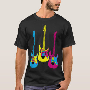 Retro Multicolor CMYK Elektrische Gitaar Grafisch T-shirt