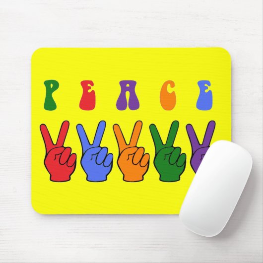Retro Multicolor Peace Hand Muismat (Met muis)