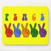 Retro Multicolor Peace Hand Muismat (Voorkant)
