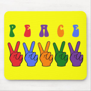 Retro Multicolor Peace Hand Muismat