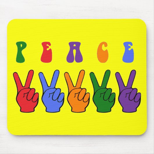 Retro Multicolor Peace Hand Muismat (Voorkant)