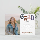 Retro Multicolor Typografie Foto 2022 Afstuderen Aankondiging (Staand voorkant)