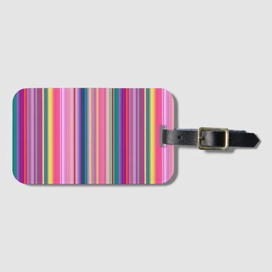 Retro multicolors strepen bagagelabel (Voorkant (horizontaal))