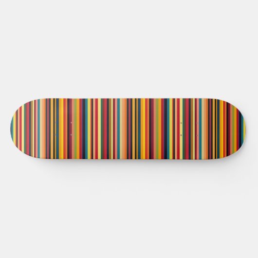 Retro Multicolour Stripe Modern Skateboard Deck (Horizontaal)