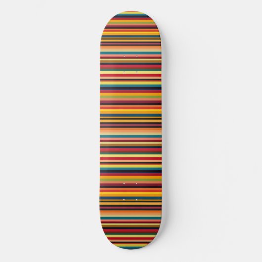 Retro Multicolour Stripe Modern Skateboard Deck (Voorkant)