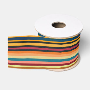 Retro Multikleur Vintage Streep Grosgrain Lint