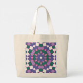 Retro multikleurpatroon grote tote bag (Achterkant)