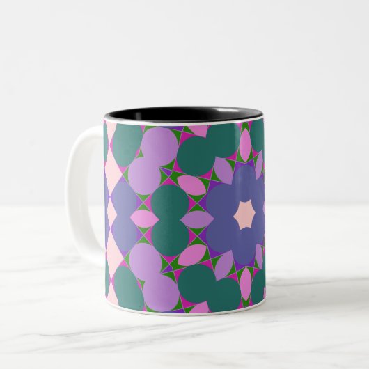 Retro multikleurpatroon tweekleurige koffiemok (Voorkant links)
