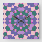 Retro multikleurpatroon vierkante klok (Voorkant)