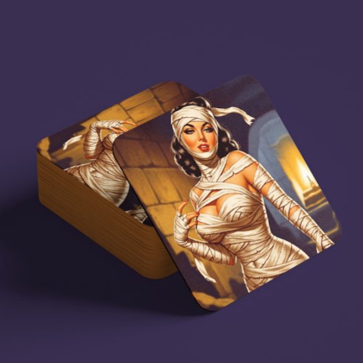 Retro Mummie Pin-up Kartonnen Onderzetters