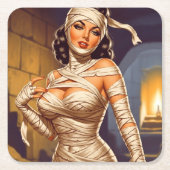 Retro Mummie Pin-up Kartonnen Onderzetters (Voorkant)