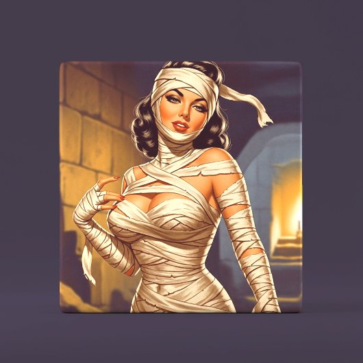Retro Mummie Pin-up Tegeltje