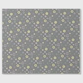 Retro Mums en Daisies op Grey Cadeaupapier (Vlak)