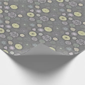 Retro Mums en Daisies op Grey Cadeaupapier (Hoek)