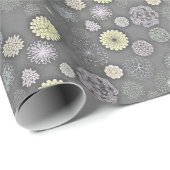 Retro Mums en Daisies op Grey Cadeaupapier (Rol Hoek)