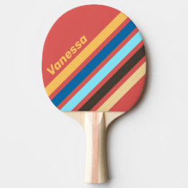 Retro Murmur Schuin Strepenpatroon met Naam Tafeltennisbatje