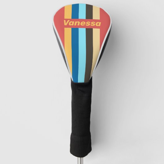 Retro Murmur Speld Gestreeptd met Naam Golfheadcover (Voorkant)