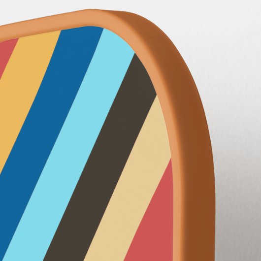 Retro Murmur Stripes met naam Pickleball Paddle (Links Detail)