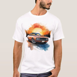 Retro Muscle Car met zonsondergang – Automotive Wa T-shirt