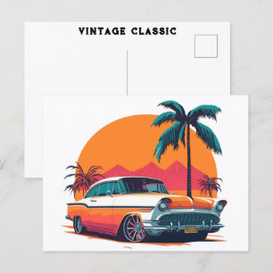 Retro Muscle Cars Low Rider Cool Classic Briefkaart