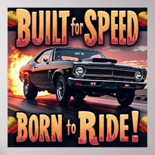 Retro Muscle - gebouwd voor snelheid Poster