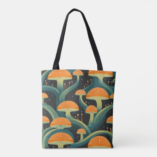 Retro Mushroom All-Over Print Canvas tas (Achterkant)