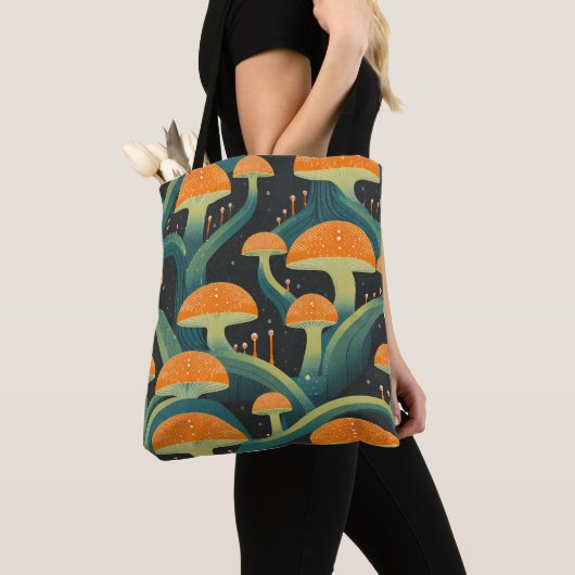 Retro Mushroom All-Over Print Canvas tas (Dichtbij)