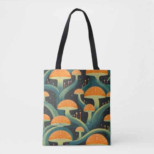 Retro Mushroom All-Over Print Tote Bag (Voorkant)