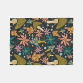 Retro Mushroom Black Woodland Fleece Deken (Voorkant (Horizontaal))