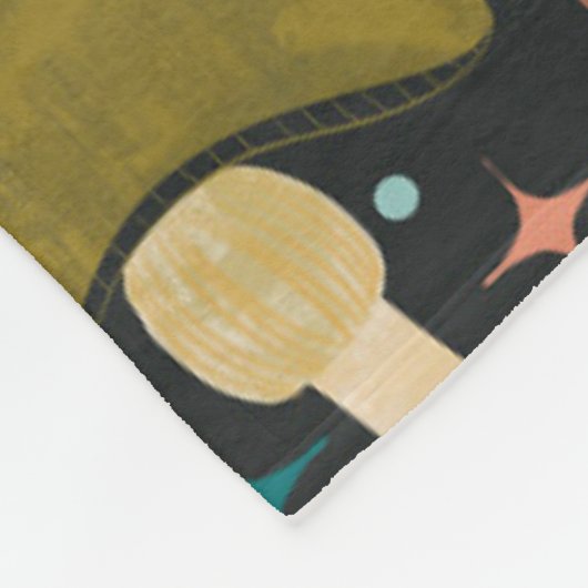 Retro Mushroom Black Woodland Fleece Deken (Hoek)