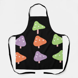 Retro Mushroom Colorful Pattern Black Schort