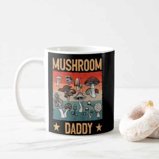 Retro Mushroom Dad Mycology Fungi Foraging Lover Koffiemok (Met donut)