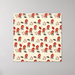 Retro Mushroom Kitchen Decor Canvas Art