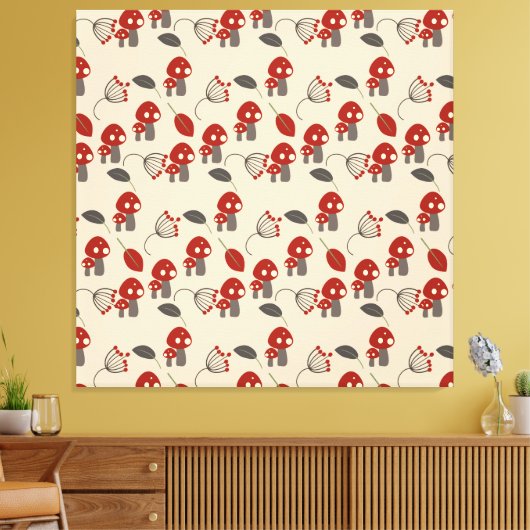 Retro Mushroom Kitchen Decor Canvas Art (Insitu (Woonkamer))
