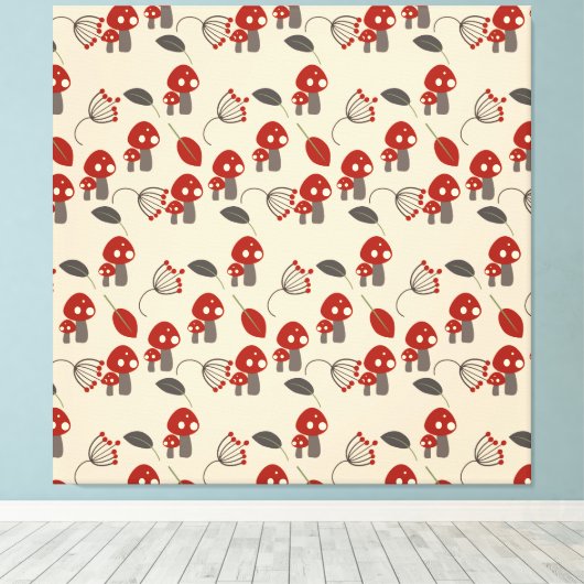 Retro Mushroom Kitchen Decor Canvas Art (Insitu (Houten vloer))