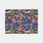 Retro Mushroom Paarse Woodland Fleece Deken (Voorkant (Horizontaal))