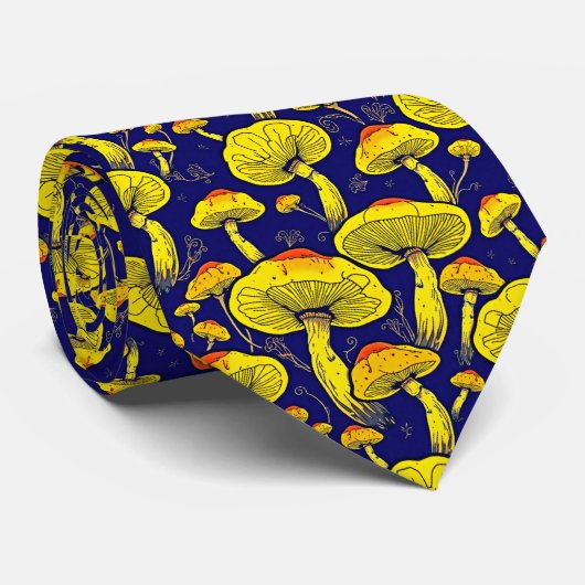 Retro Mushroom Stropdas - vet en stijlvol (Opgerold)