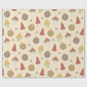 Retro Mushroom Vakantie Decor Kerstmis Cadeaupapier (Vlak)