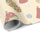 Retro Mushroom Vakantie Decor Kerstmis Cadeaupapier (Rol Hoek)