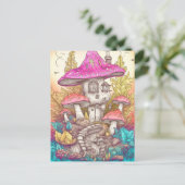 Retro Mushroom Village Illustratie Kunst Briefkaart (Staand voorkant)
