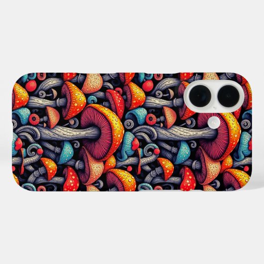 Retro Mushroom Whimsy iPhone Case (Achterkant (horizontaal))