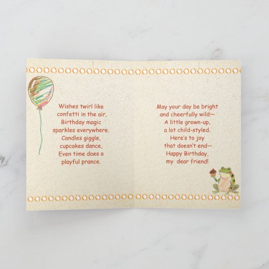 Retro Mushrooms and Butterfly | Friend's Birthday Kaart (Binnen)