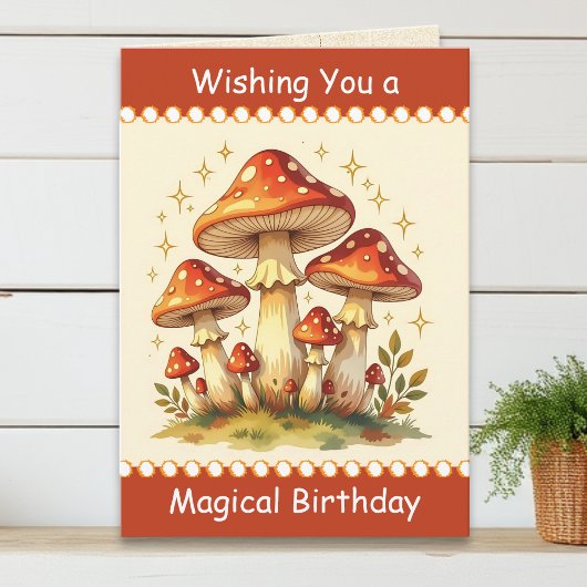Retro Mushrooms | Vintage Birthday Kaart